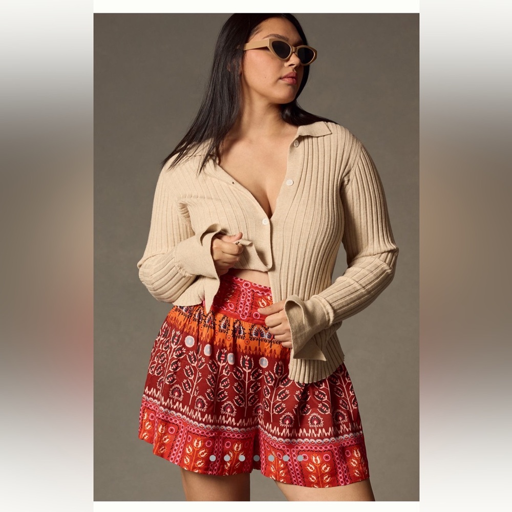 Anthropologie Ruched Wide Leg Shorts XL